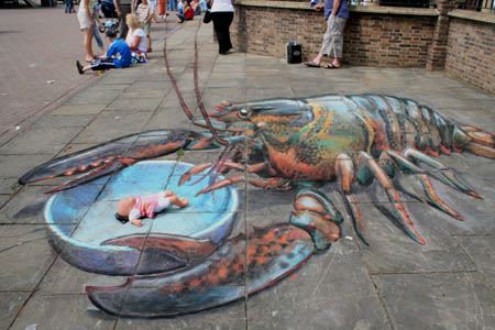 julian beever crab sidewalk drawing