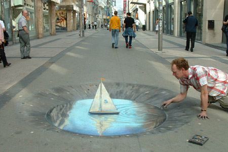 julian beever sailboat sidewalk drawing