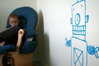 vinyl lettering wall art robot