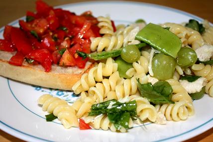 bruschetta and chicken salad