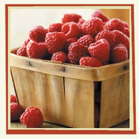 raspberries in a basket