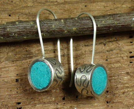 tinted concrete earrings handmade original art