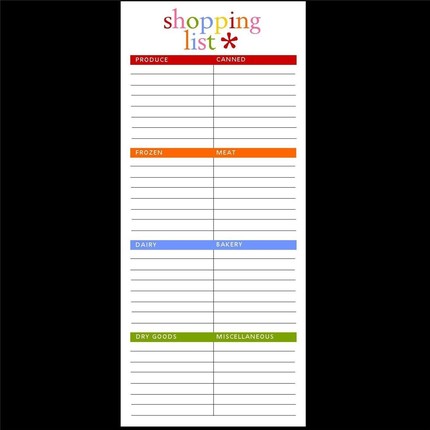organized shopping list
