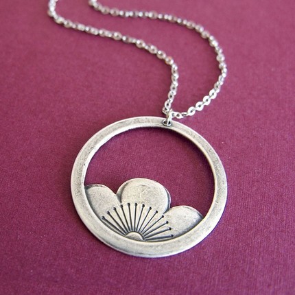 sterling lotus hoop necklace