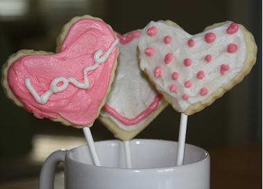 cookie pops conversation heart cookies